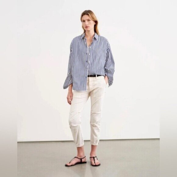 Nili Lotan Cotton Cropped Military Pants in Eggshell - 6 🇺🇸